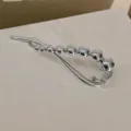 Silver metal hair clip with bead details minimalist frog clip elegant hair barrette for women - Silver Pearl Twisted Clip