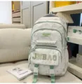 Zaino scolastico di grande capacità in stile cinese bianco e verde per tutti gli studenti - senza ciondolo / Verde