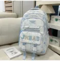 Grande zaino scolastico per studenti, elegante design a inchiostro cinese, borsa resistente. - senza ciondolo / Blu
