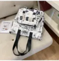 Zaino in tela stile cinese grande capacità borsa scolastica stampa inchiostro casual - Borsa di Ripetizione (Senza Ciondolo) / Nero