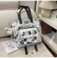 Zaino in tela di grande capacità per studenti, borsa scolastica in stile cinese. - Borsa di Ripetizione + Ciondolo Coniglio Volante / Nero