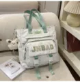 Grande borsa in tela zaino scolastico stile cinese cinghie verdi borsa per studenti - Borsa di Ripetizione + Ciondolo Coniglio Volante / Verde