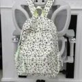 Cute green leopard print student backpack, casual canvas school bag for teenage girls variant. - No Pendant / L / Green