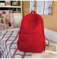 Japanese style large capacity red school backpack, simple student book bag for daily use. - L / No Pendant / Red