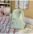 Japanese style large capacity student backpack casual canvas school bag for teenage girls - L / No Pendant / Green