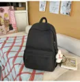 Minimalist black large capacity backpack daily school student bookbag casual commuter daypack - S / No Pendant / Black
