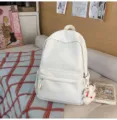 Japanese style large capacity school backpack white simple casual daypack for students. - S / No Pendant / White