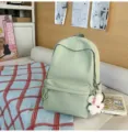 Casual light green school backpack for women and students with large capacity and cute pendant. - S / No Pendant / Green