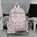 Cute pink leopard print backpack, stylish school bag for casual daily use and students. - No Pendant / S / Pink
