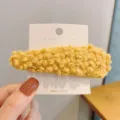 Pinza de pelo de felpa amarilla de otono invierno bonita horquilla esponjosa para mujer peinado diario - Clip de Gota / Amarillo