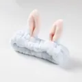 Fascia per capelli con orecchie di coniglio in peluche per donna, morbida fascia per trucco. - Fascia Orecchie di Coniglio Blu