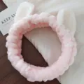 Lindo diadema de felpa gato rosa suave esponjoso maquillaje lavado de cara cabello - Diadema de Oreja Rosa