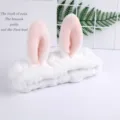 Carino cerchietto in peluche con orecchie di coniglio per lavaggio viso trucco, morbida fascia spa. - Fascia Orecchie di Coniglio Bianca