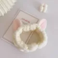 Süßes 3D Plüsch-Katzenohr Stirnband für tägliche Gesichtsreinigung, Make-up und bequeme Hautpflege. - Cremeweißes Ohr-Haarband