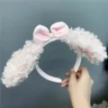 Leuke pluche lammetje oren hoofdband zachte haarring schattige strik voor dagelijkse gezicht wassen. - Kleine Schaap Roze Oren