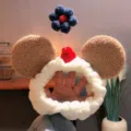 Plush makeup headband cute animal ears face washing hair band for daily skin care routine - Khaki