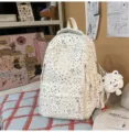 Japanese style cute starry backpack lightweight casual school bookbag for student commute - Large With Pendant / White