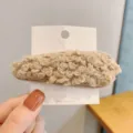 Autumn winter plush hair clip cute fluffy lamb wool hairpin sweet side clip headwear for women - Teardrop Snap Clip / Brown