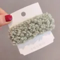 Green plush hair clip, fuzzy faux fur side clip, cute winter fleece hair accessory - Square BB Clip / Green