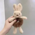 Chouchou cheveux lapin peluche mignon accessoire de coiffure queue de cheval pour femme fille. - Chouchou Lapin Marron