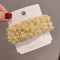 Yellow fuzzy hair clip for women, soft plush hairpin cute winter hair accessories for daily wear. - Square BB Clip / Yellow