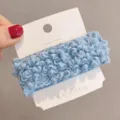 Blue plush hair clip for women, fluffy lamb wool winter side clip, cute hair accessories. - Square BB Clip / Blue