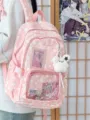Pink Star Ita Bag Transparent Sweet Japanese Style School Backpack Daily Casual Cute - With Charm / Pink