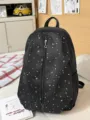Korean style sweet star print casual backpack for women aesthetic daily school book bag - L / Black