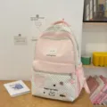 Zaino scolastico a pois rosa e bianco carino per ragazze, elegante borsa casual. - senza ciondolo / Rosa