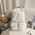 Korean style sweet star print school backpack for students, cute multi-pocket casual bag. - Purple (No Pendant No Star)