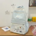 Zaino scolastico a pois per ragazze, simpatico zainetto blu casual con tasche multiple. - senza ciondolo / Blu