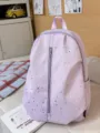 Light purple star pattern backpack, stylish cute school bag for women and girls daily travel. - S / Purple