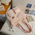 Korean style cute pink multi-pocket student backpack versatile casual school book bag sweet - Tutoring Bag / Pink