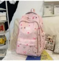 Cute pink school backpack for student daily commute and travel with multiple pockets. - Pink (No Pendant)