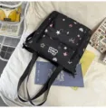Cute star print casual backpack for student school daily commute lightweight travel bag - Black Tutoring Bag [No Charm]