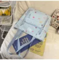Cute academic style lightweight backpack for student girls, casual travel commuting school bag. - Blue Tutoring Bag [No Charm]