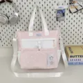 Pink canvas crossbody bag sweet star print student casual tote bag cute shoulder bag - Tutoring Bag No Pendant / Pink