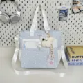 Cute light blue star canvas tote bag, versatile student casual crossbody shoulder bag. - Cram School Bag with Pendant / Blue