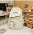 Zaino da scuola in tela in stile giapponese grande capacita zaino casual da viaggio - Spessore Resistente all'Usura Senza Ciondolo / Bianco