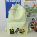 Minimalist canvas student schoolpack large capacity backpack casual daypack light green stylish - No Pendant / Green