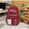 Zaino scolastico stile giapponese donna ins grande capacità borsa bordeaux per studenti - Spessore Resistente all'Usura Senza Ciondolo / Rosso
