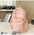 Pink star school backpack for students, large capacity computer bag with cute design. - Pink (No Pendant)