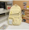 Zaino scolastico giapponese giallo con finestra trasparente e simpatico ciondolo in peluche. - Spessore Resistente all'Usura Senza Ciondolo / Giallo