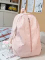 Pink star print cute school backpack for teen girls casual daypack sweet style bag - With Pendant / L / Pink