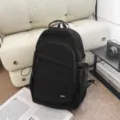 Black minimalist casual backpack, waterproof daily commuting school bag with laptop pocket - Large Black (Without Pendant)