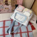 Cute color-blocking ita backpack with clear front pocket, aesthetic pastel school bag for students. - Tote Bag No Pendant / Blue