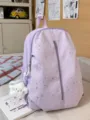 Sweet purple star print school backpack for women, cute Korean style travel daily casual daypack bag. - With Pendant / L / Purple