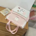 Zaino scolastico a pois rosa e borsa tote set, stile dolce e carino per studenti scolastici. - Borsa da Tutorato Senza Ciondolo / Rosa