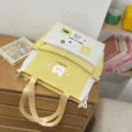 Bella borsa scolastica a pois per studenti e set di borse con simpatico disegno di orsetto. - Borsa da Tutorato Senza Ciondolo / Giallo