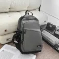 Minimalist grey casual backpack for daily commute, outdoor travel and school with cute cat charm. - Grey Large with Charm